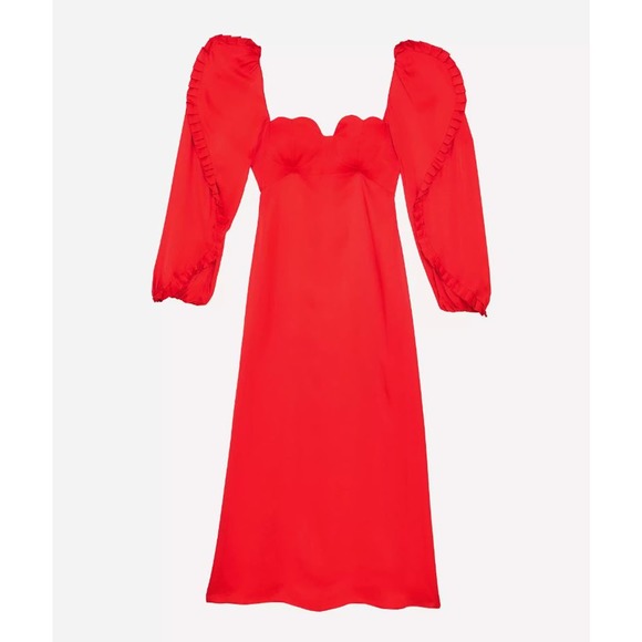 NWT! ANTHROPOLOGIE FARM RIO Red Heart-Shaped Neckline Midi-Dress XXS - Picture 5 of 8